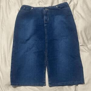 Tommy Hilfiger Vintage Costal Cowgirl Middle Slit Midi Jean Skirt Size 6